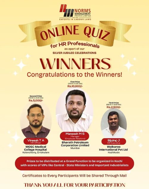 Norms Management post — online quiz for HR professionals, winners announced